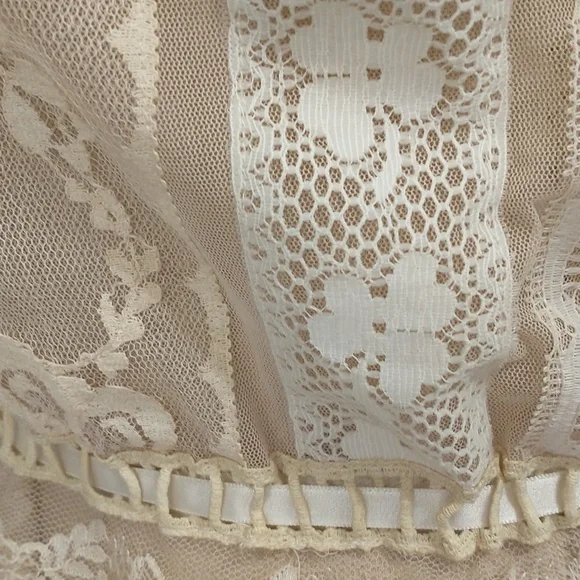 OOAK Handmade Lace Bodice Crop Top Camisole Style Cream Ecru Ivory SeeMeasure - Picture 8 of 12